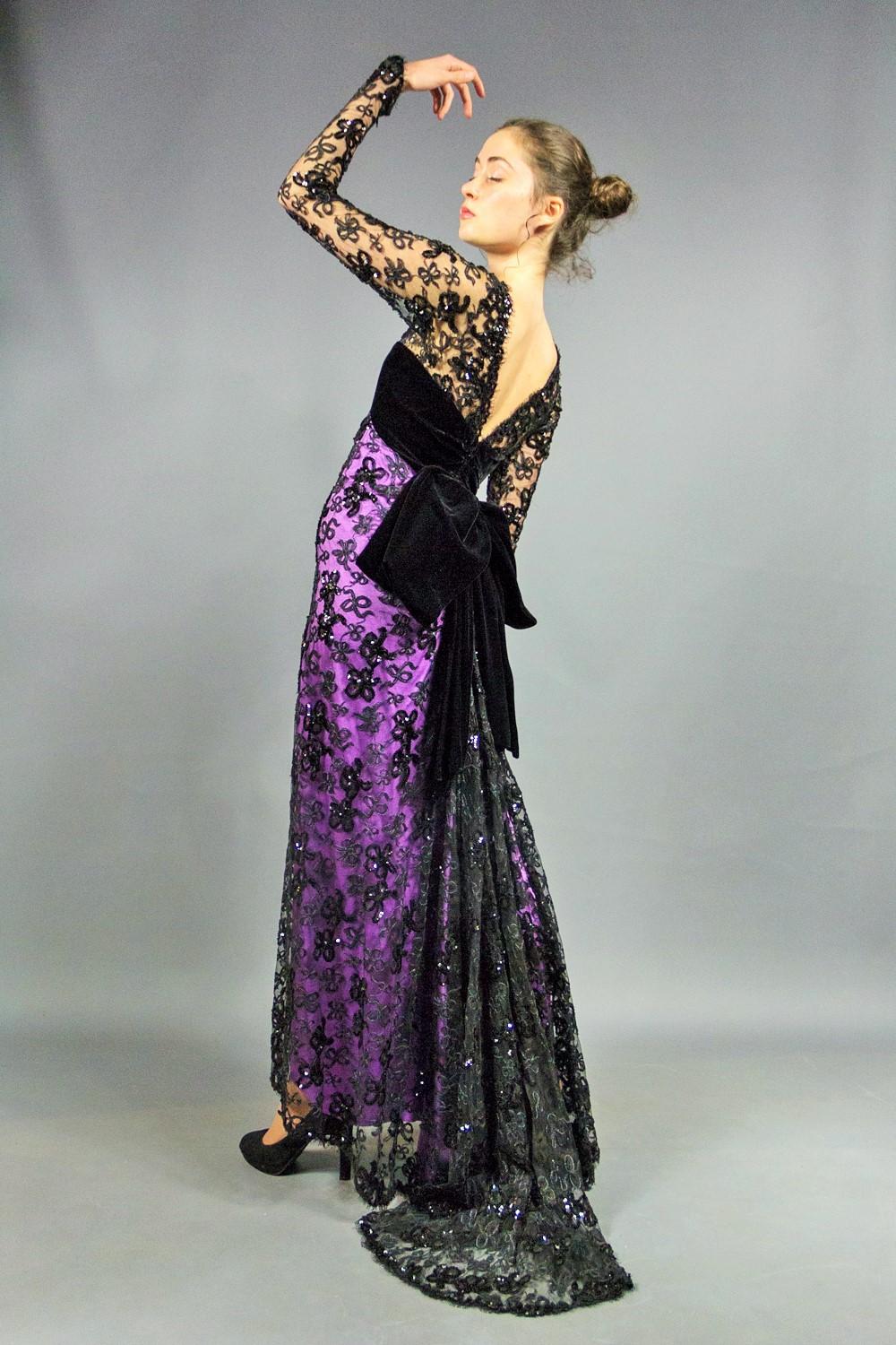 Yves Saint Laurent Couture Evening Gown Lace and Satin n. 59501 Collection 1985 For Sale 14