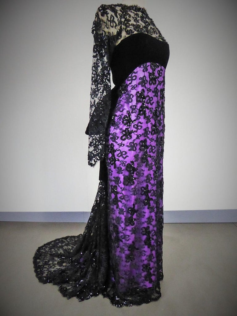 Yves Saint Laurent Couture Evening Gown Lace and Satin n. 59501 Collection 1985 For Sale at 1stDibs