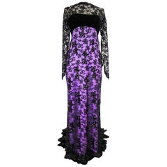 Abito da sera Yves Saint Laurent Couture in pizzo e raso n. 59501 Collezione 1985