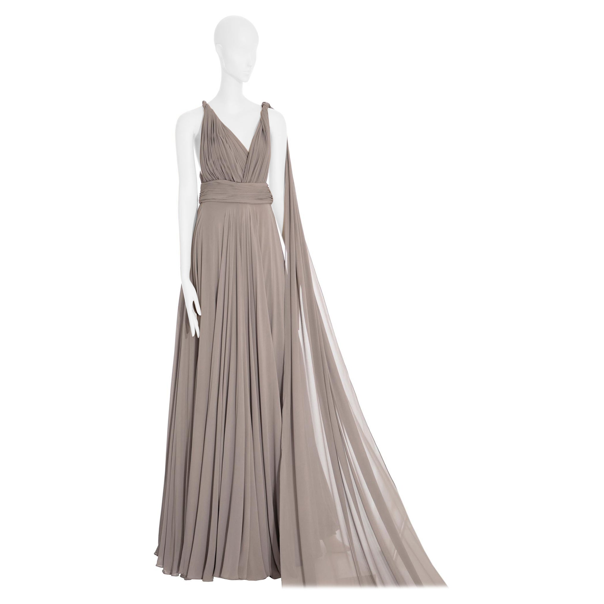 Graues Yves Saint Laurent Couture-Abendkleid aus Grau, 36 Fr