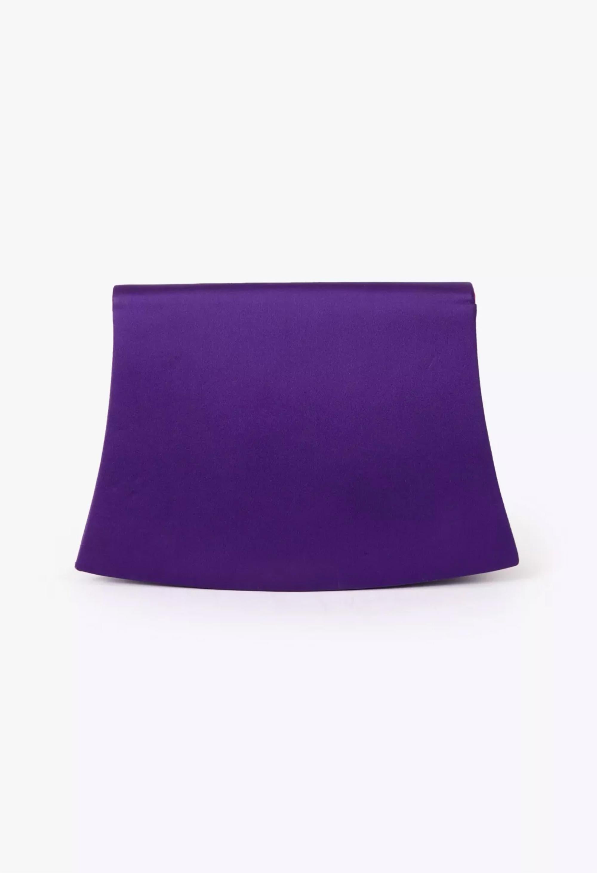 Viola Yves Saint Laurent Couture YSL Pochette in raso di seta viola in vendita