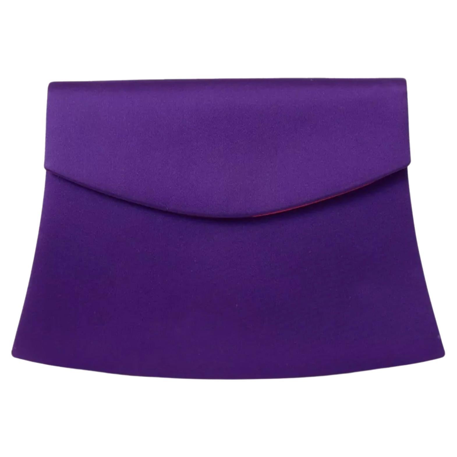 Yves Saint Laurent Couture YSL Pochette in raso di seta viola in vendita