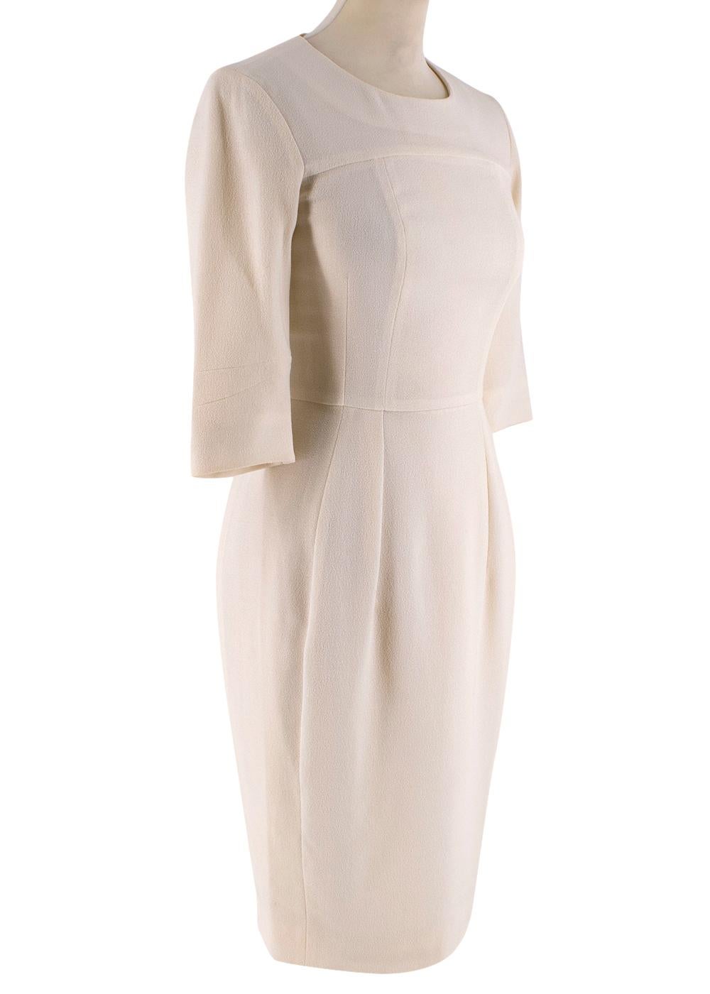 Beige Yves Saint Laurent Cream Textured Silk Dress - Size XS