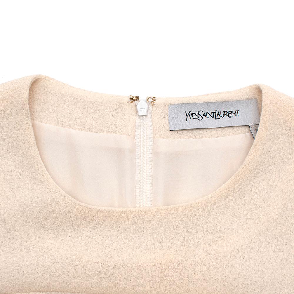 Yves Saint Laurent Cream Textured Silk Dress - Size XS 3
