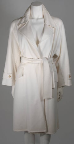 Yves Saint Laurent Cream/White Cashmere Belted Trench Coat NWT