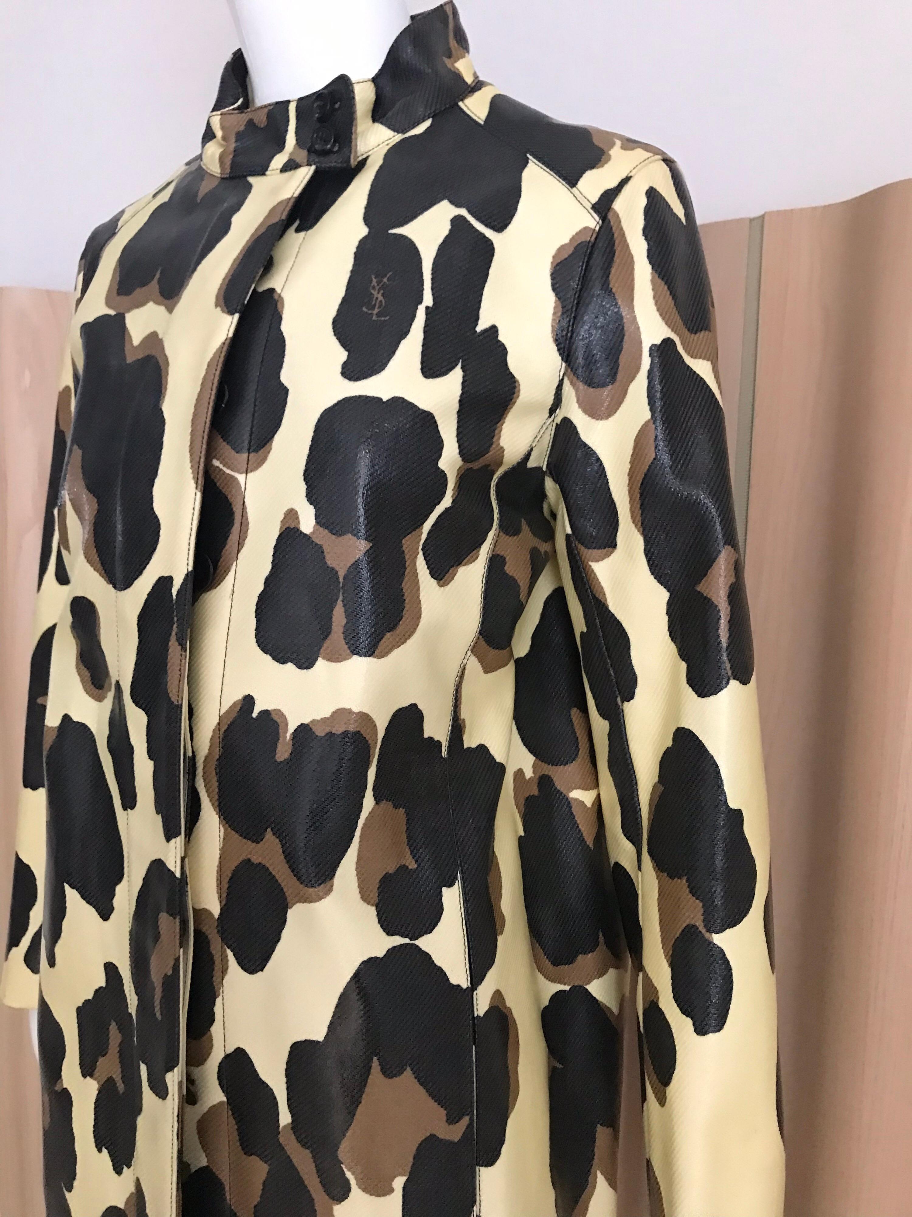 Yves Saint Laurent Creme and Brown Animal Print coat 7