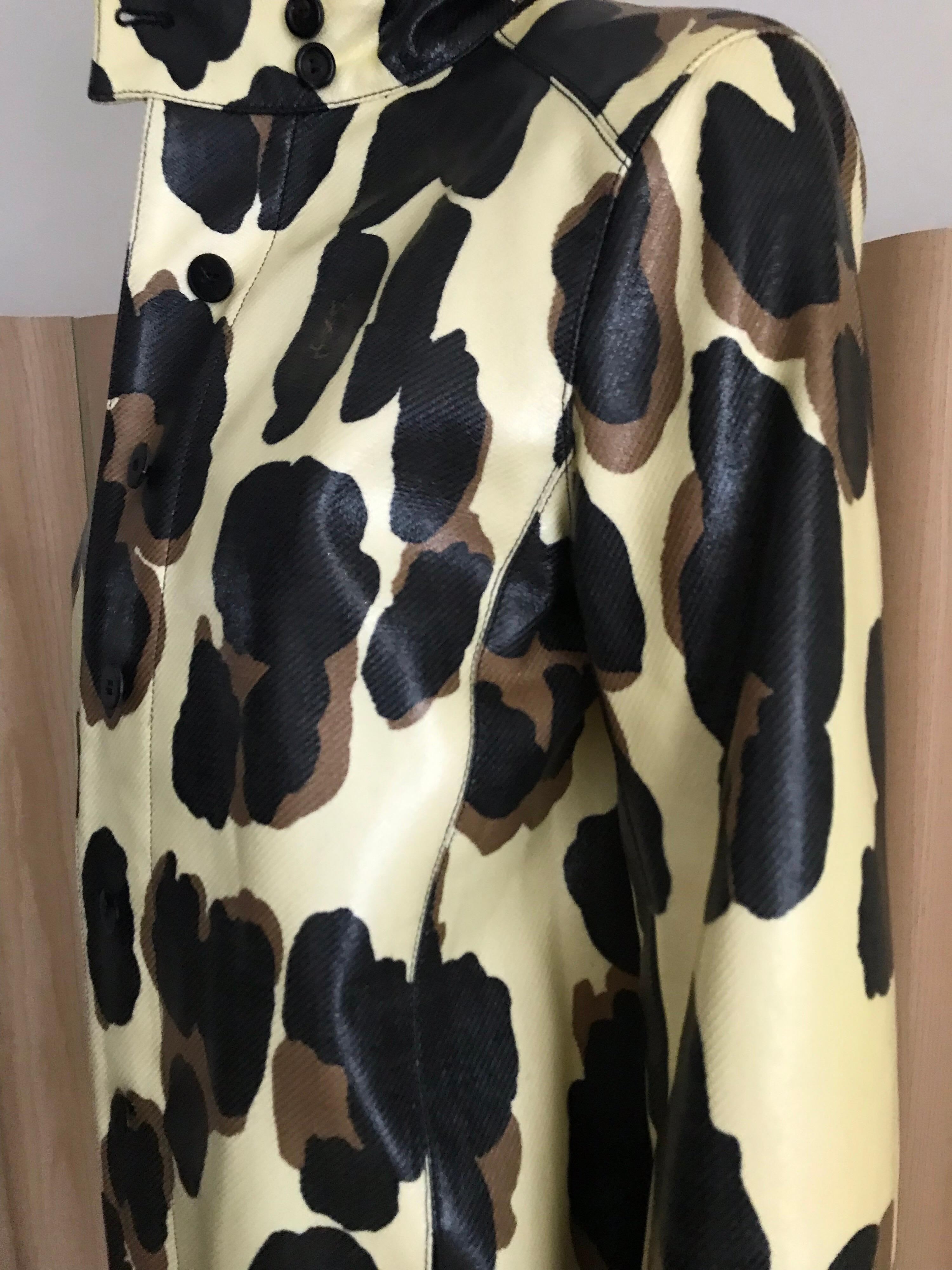 Yves Saint Laurent Creme and Brown Animal Print coat 11