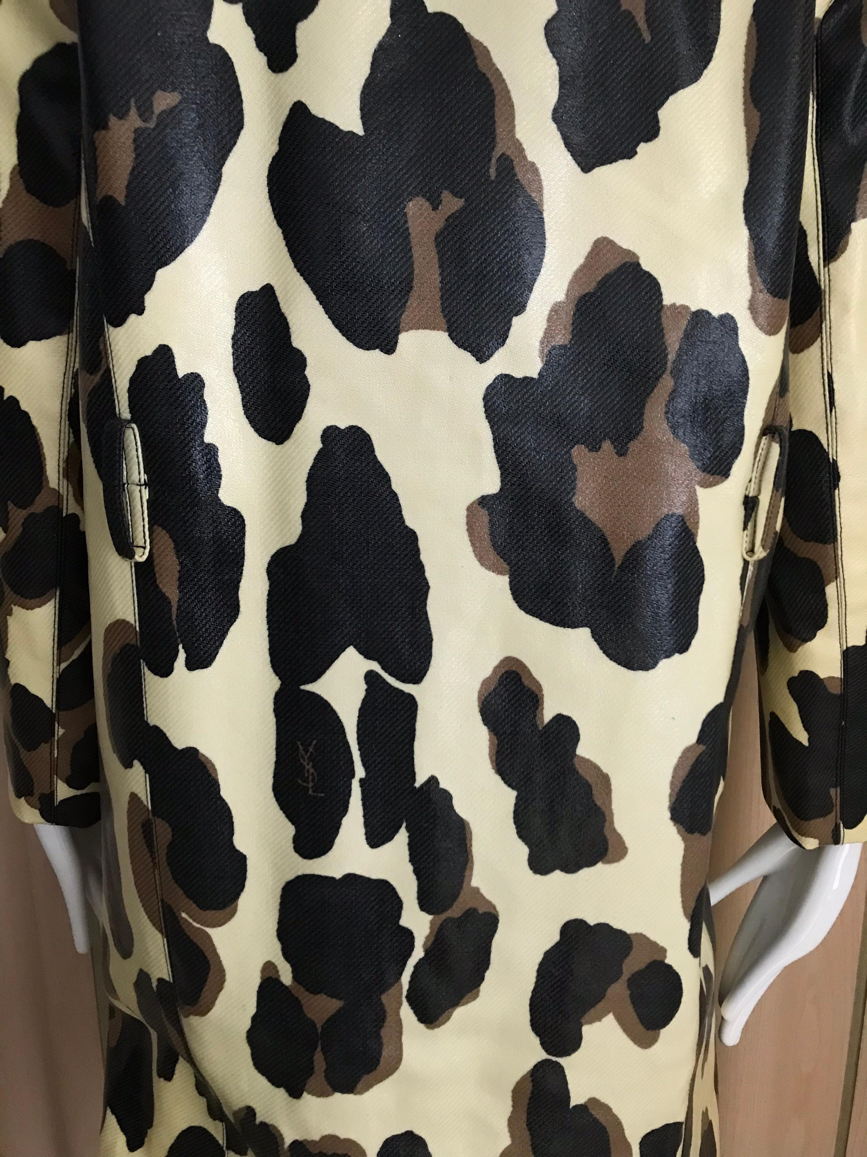 Yves Saint Laurent Creme and Brown Animal Print coat 12