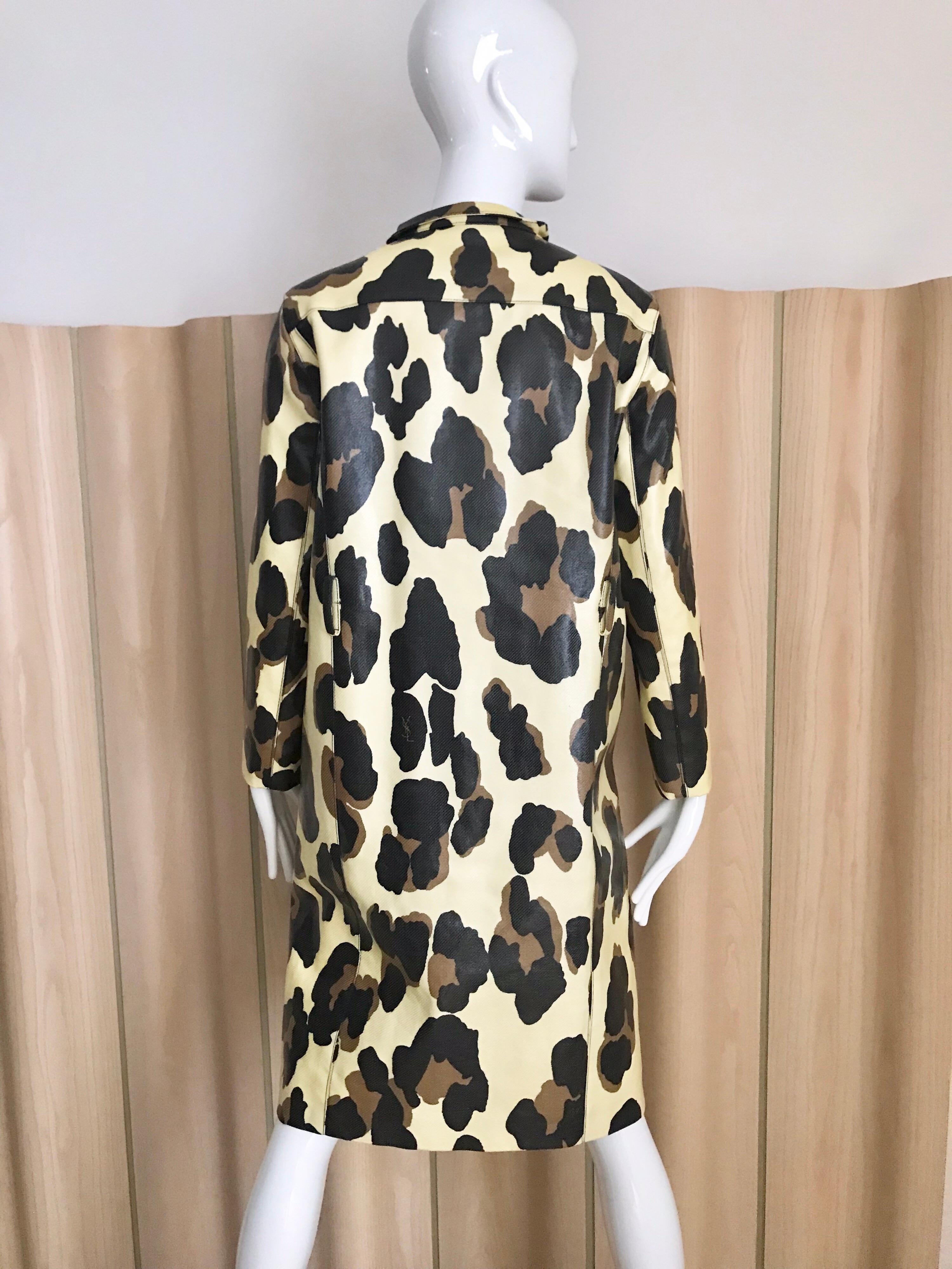 saint laurent leopard print coat