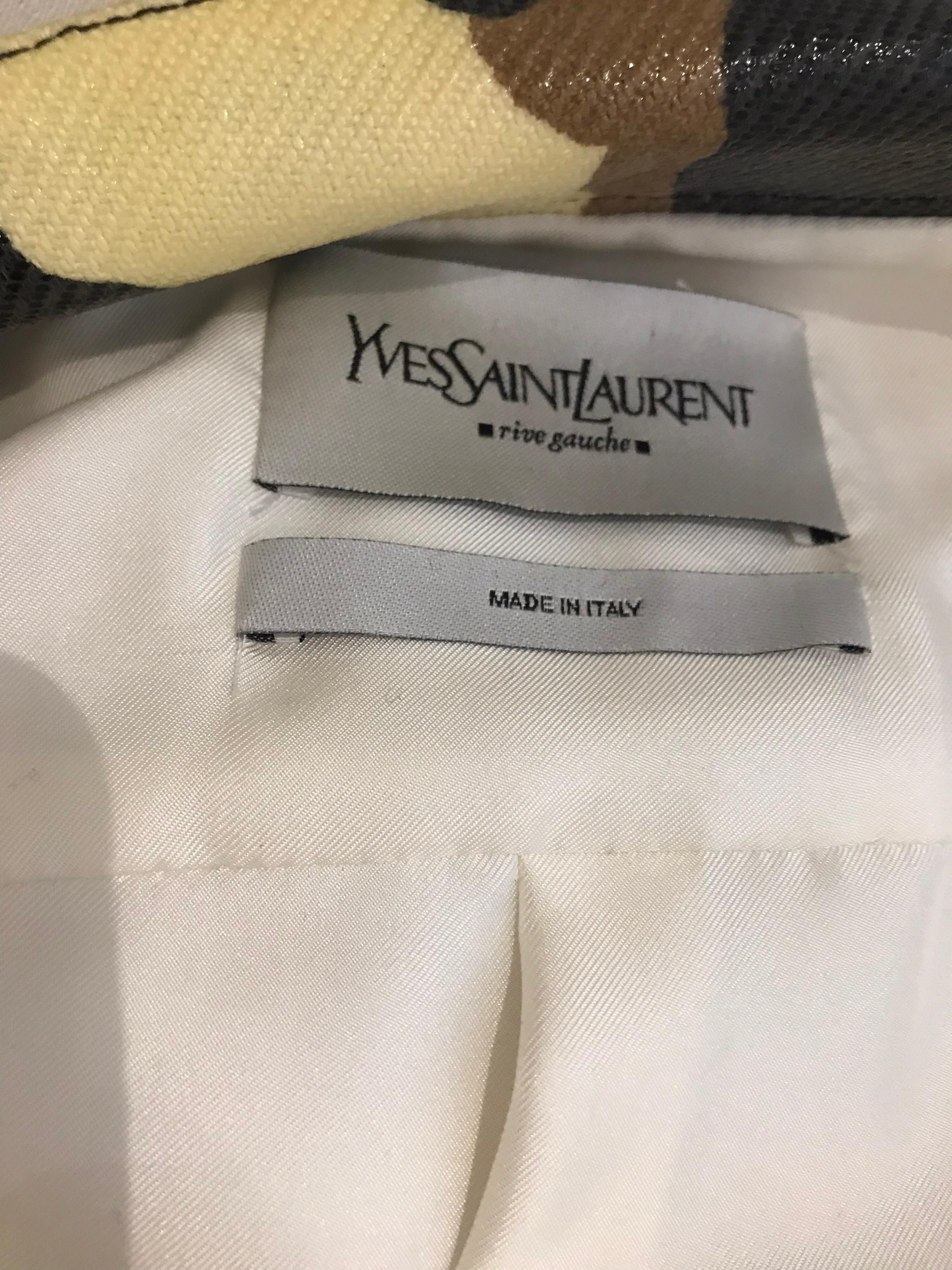 Women's Yves Saint Laurent Creme and Brown Animal Print coat