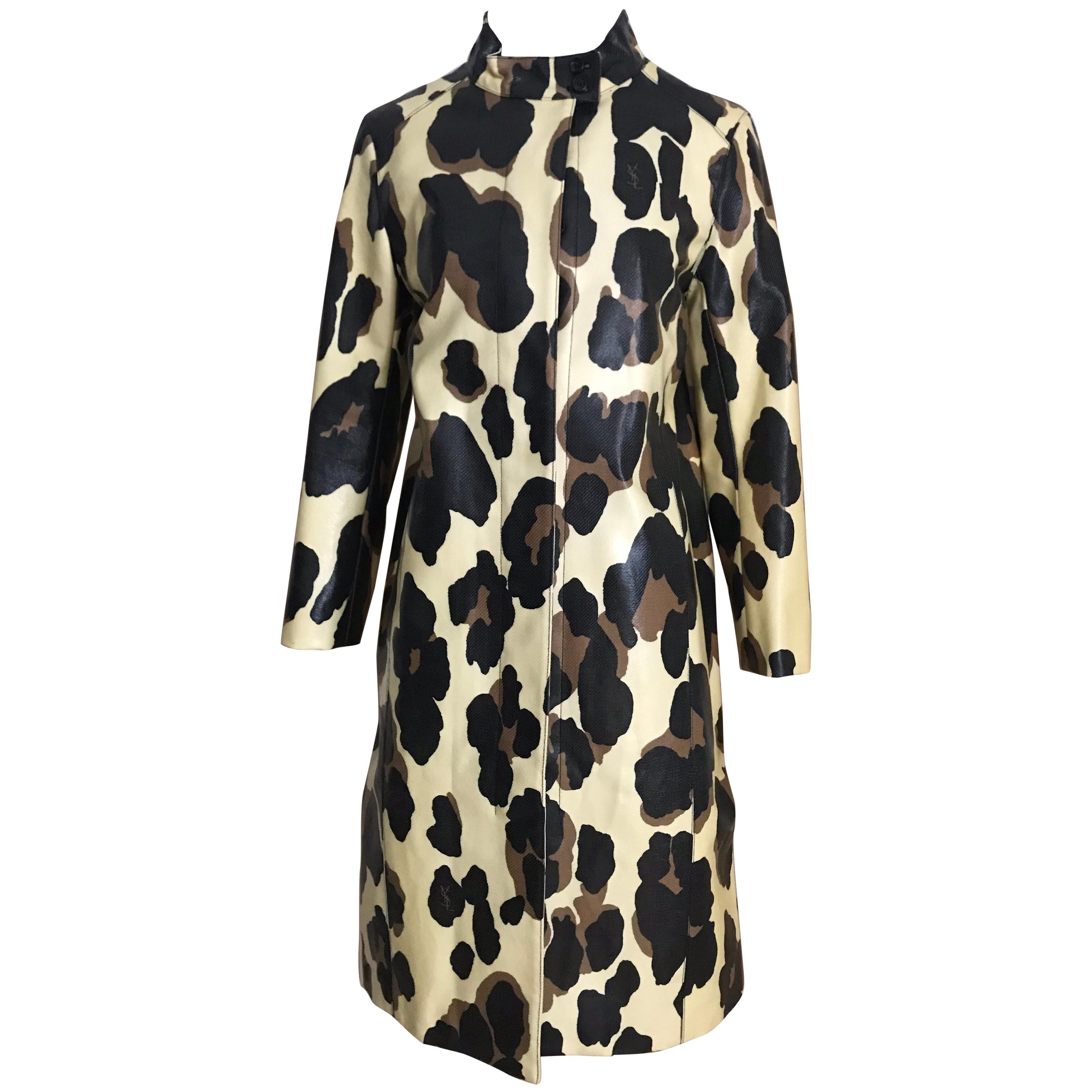 Yves Saint Laurent Creme and Brown Animal Print coat