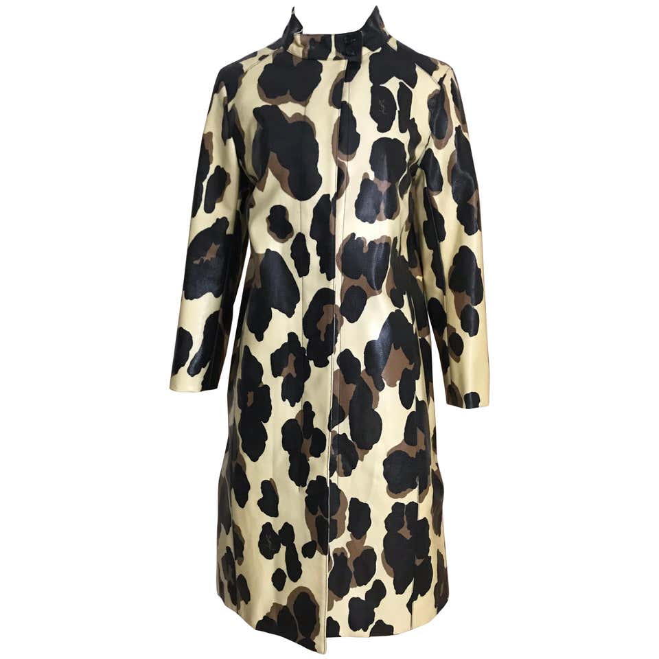 Yves Saint Laurent Creme and Brown Animal Print coat at 1stDibs