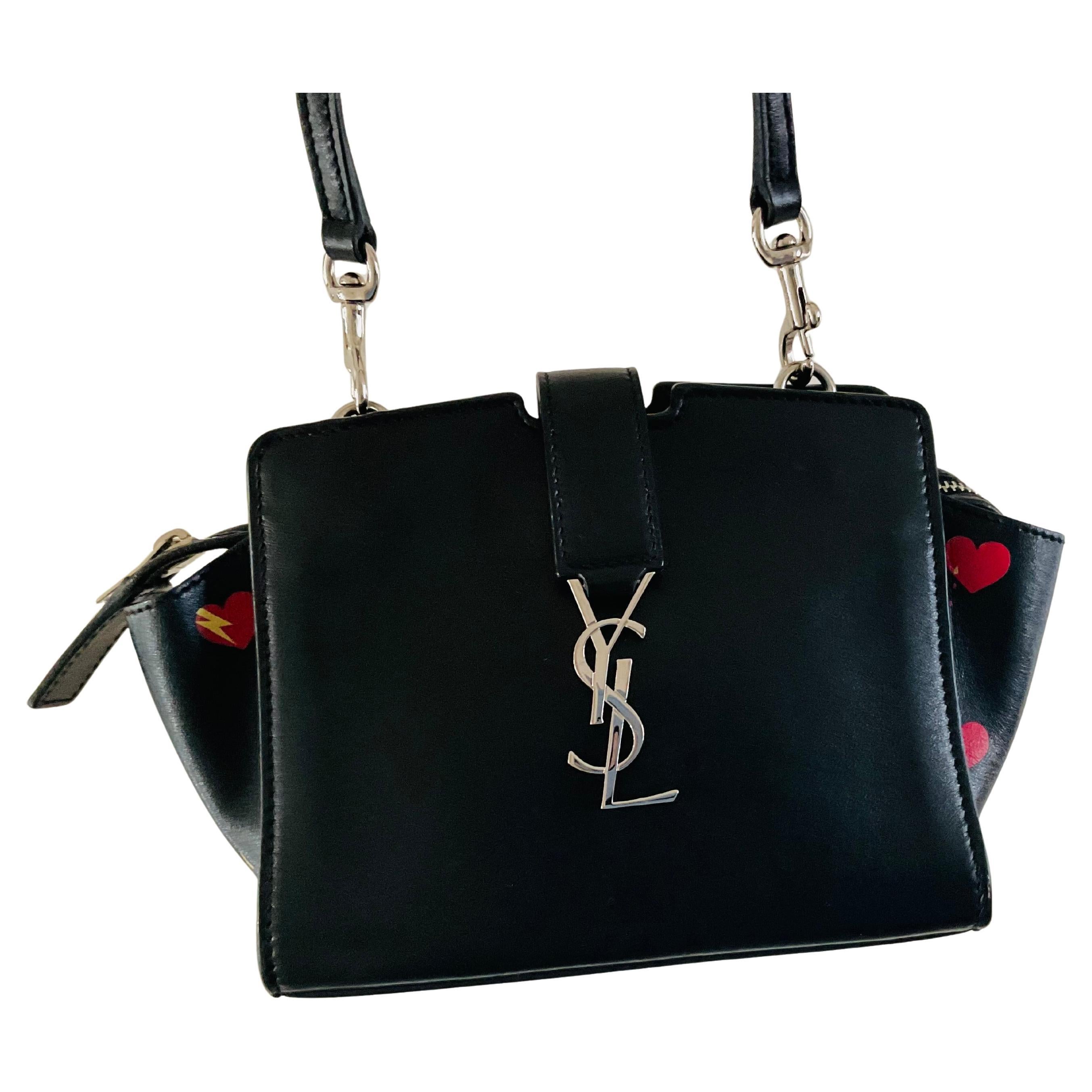 Yves Saint Laurent Crosbody Bag Black Cabas Toy Heart Print For Sale