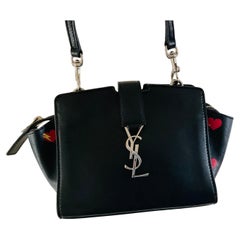 Yves Saint Laurent Crosbody Bag Black Cabas Toy Heart Print