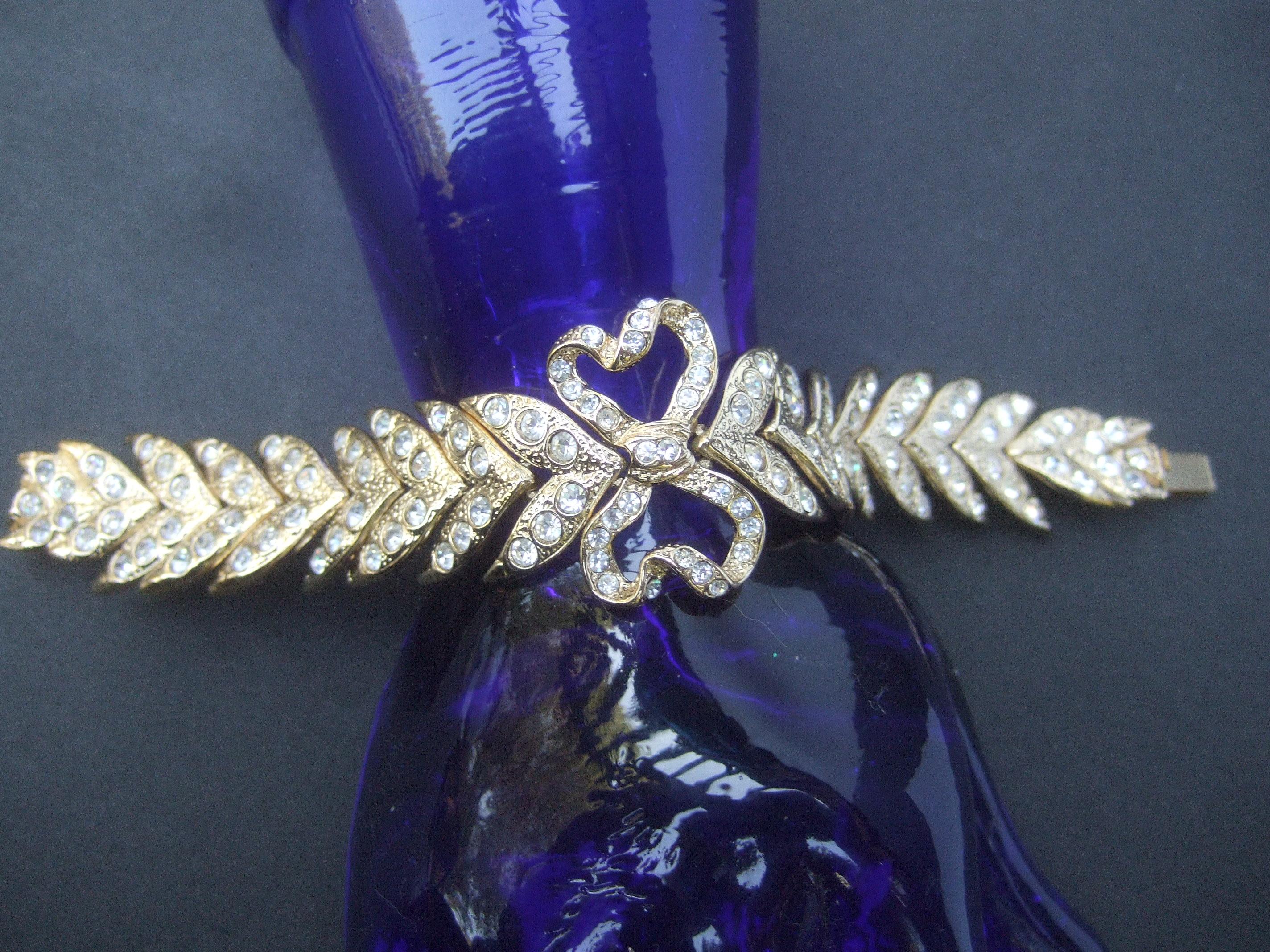 Yves Saint Laurent Crystal Articulated Bracelet & Statement Earrings c 1980s 6