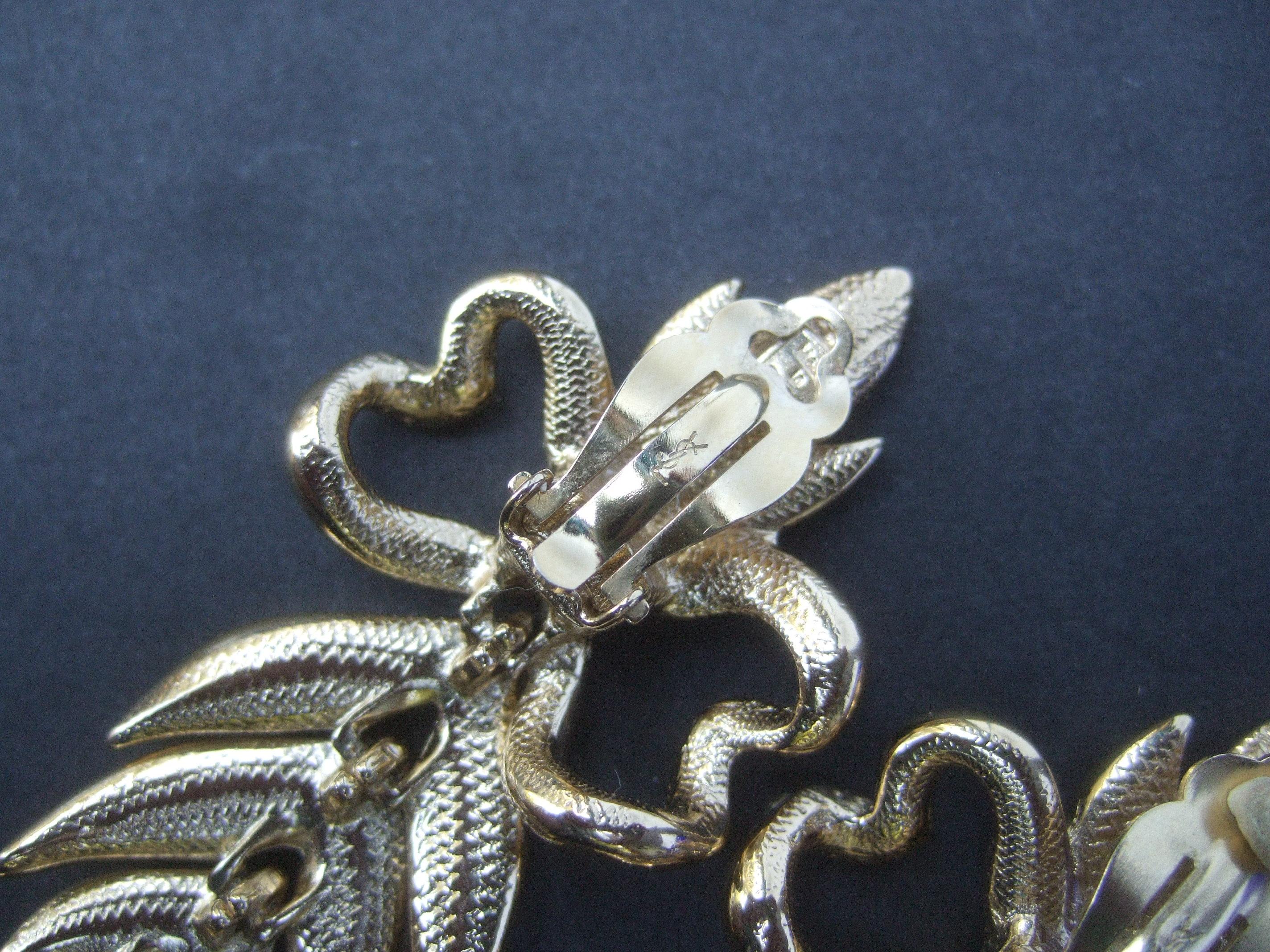 Yves Saint Laurent Crystal Articulated Bracelet & Statement Earrings c 1980s 9