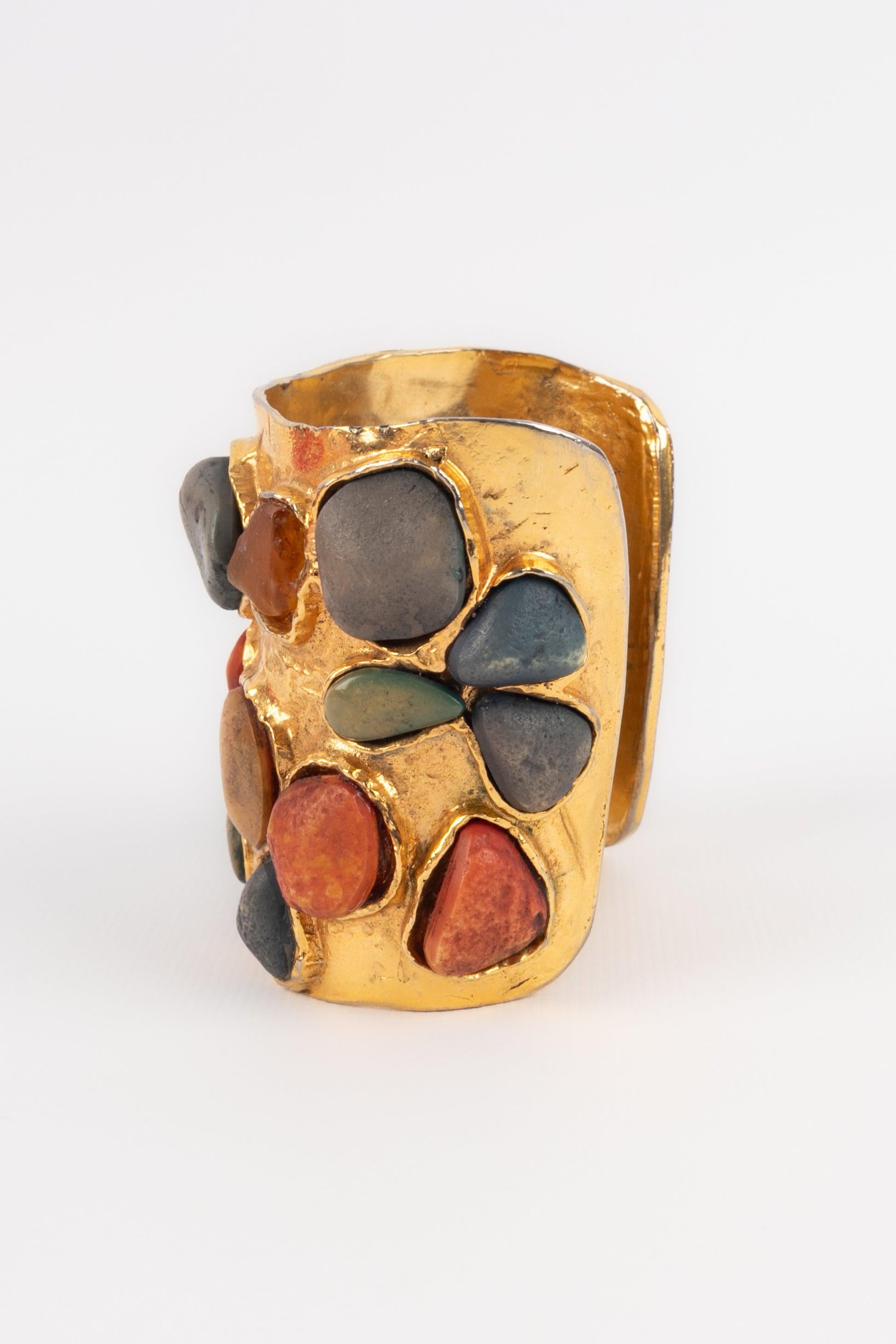 Women's Yves Saint Laurent Cuff Bracelet Ornamented with Resin Cabochons For Sale