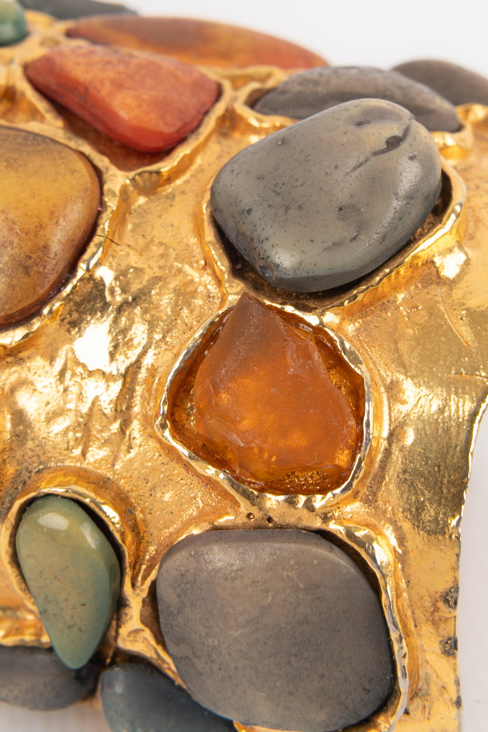 Yves Saint Laurent Cuff Bracelet Ornamented with Resin Cabochons For Sale 2