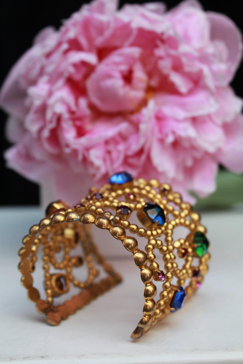 Women's Yves Saint Laurent Cuff Bracelet with Rhinestones For Sale
