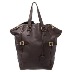 Yves Saint Laurent Dark Brown Leather Large Downtown Tote
