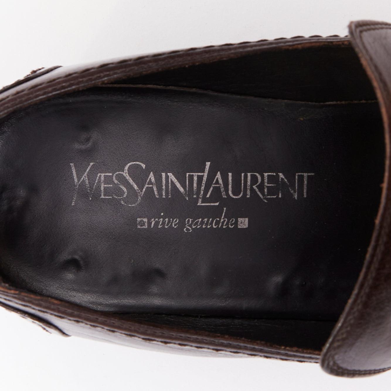 Yves Saint Laurent in pelle marrone scuro con cuciture a Y e punta quadrata UK7 EU41 in vendita 4