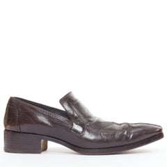 Yves Saint Laurent in pelle marrone scuro con cuciture a Y e punta quadrata UK7 EU41