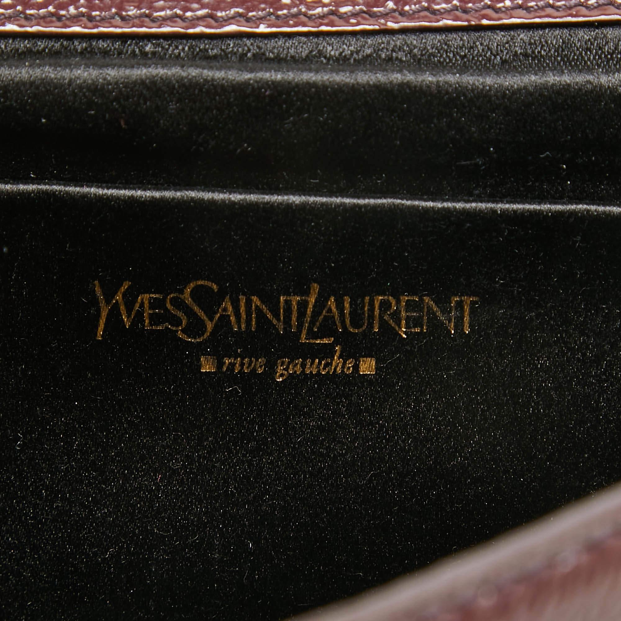 Yves Saint Laurent Dark Brown Patent Leather Belle De Jour Flap Clutch For Sale 8