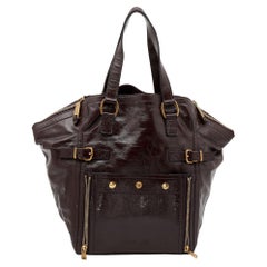 Yves Saint Laurent Dark Brown Patent Leather Large Downtown Tote