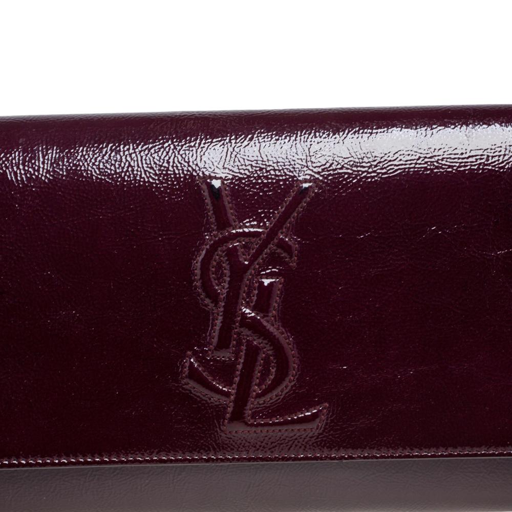 Women's Yves Saint Laurent Dark Burgundy Patent Leather Belle De Jour Flap Clutch