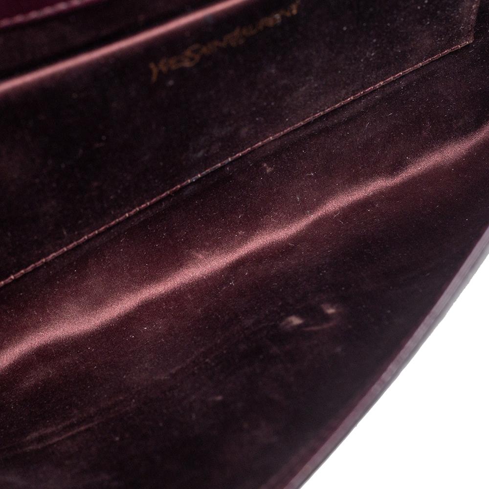 Yves Saint Laurent Dark Burgundy Patent Leather Belle De Jour Flap Clutch 1