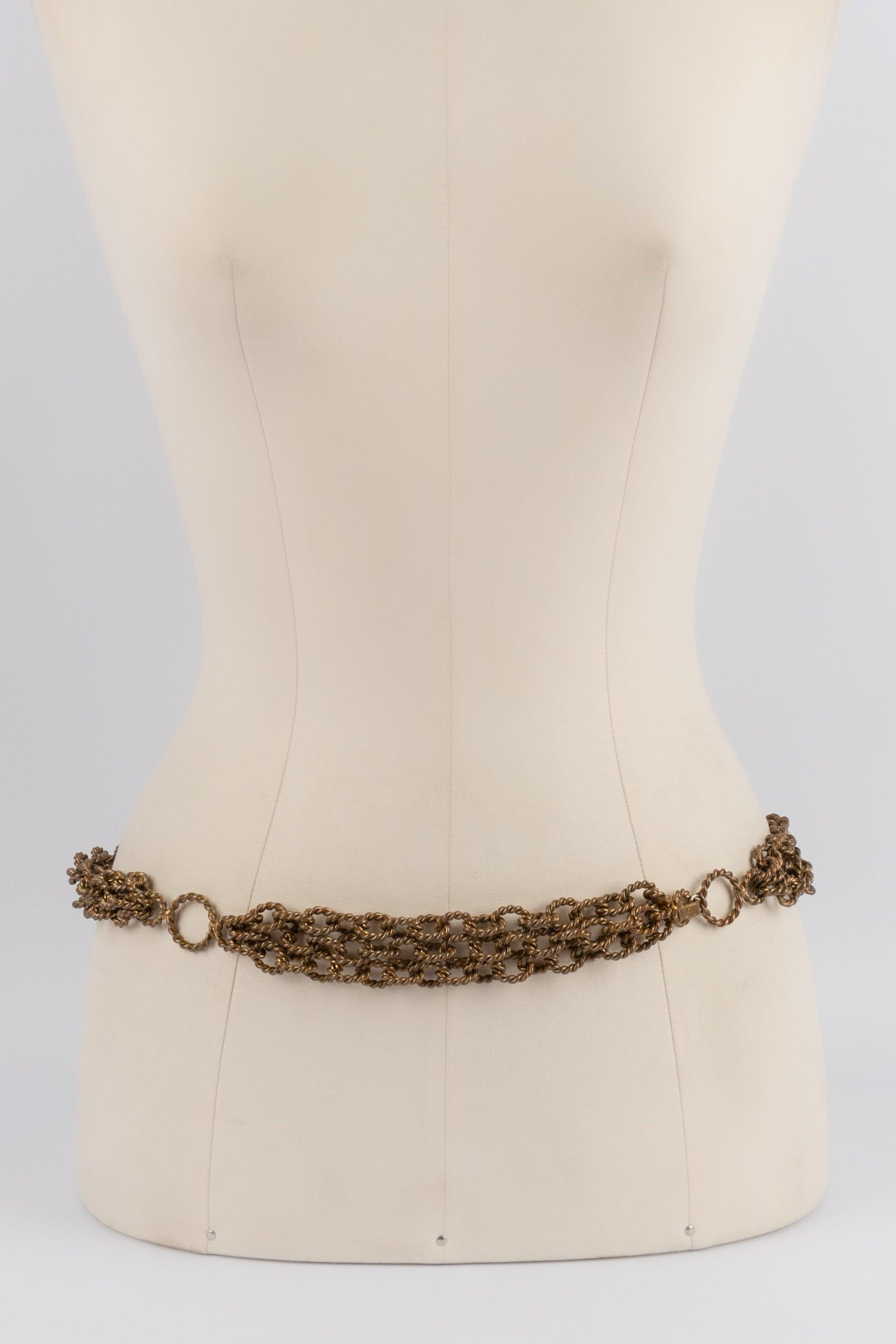 Yves Saint Laurent Dark-Golden Metal Multi-Row Necklace Haute Couture, 1960/70s For Sale 2