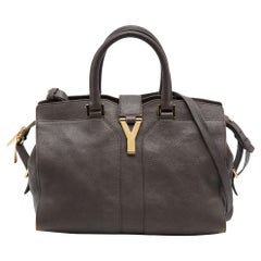 Yves Saint Laurent Dunkelgraue Cabas Y-Ligne Tragetasche aus Leder