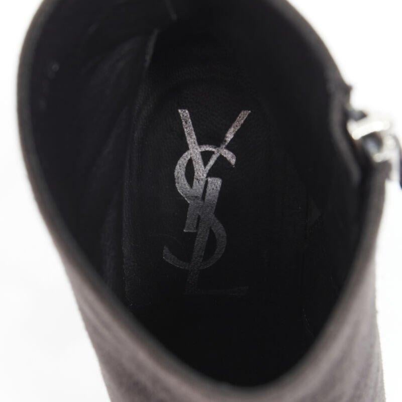 Yves SAINT LAURENT bottines à plateforme en daim gris foncé EU37.5 en vente 7