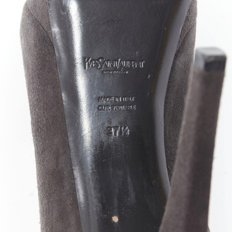 Yves SAINT LAURENT bottines à plateforme en daim gris foncé EU37.5 en vente 8