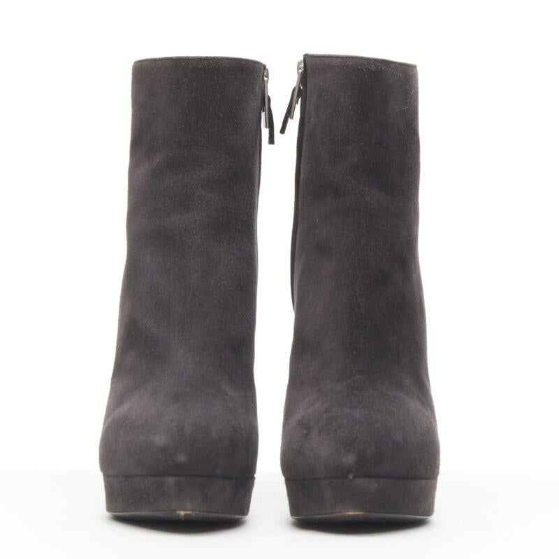Noir Yves SAINT LAURENT bottines à plateforme en daim gris foncé EU37.5 en vente