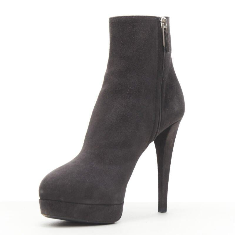 Yves SAINT LAURENT bottines à plateforme en daim gris foncé EU37.5 Pour femmes en vente