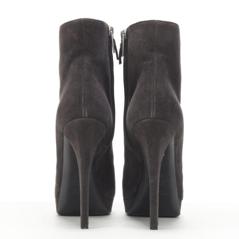Yves SAINT LAURENT bottines à plateforme en daim gris foncé EU37.5 en vente 1
