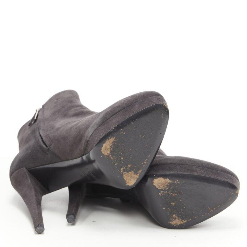 Yves SAINT LAURENT bottines à plateforme en daim gris foncé EU37.5 en vente 2