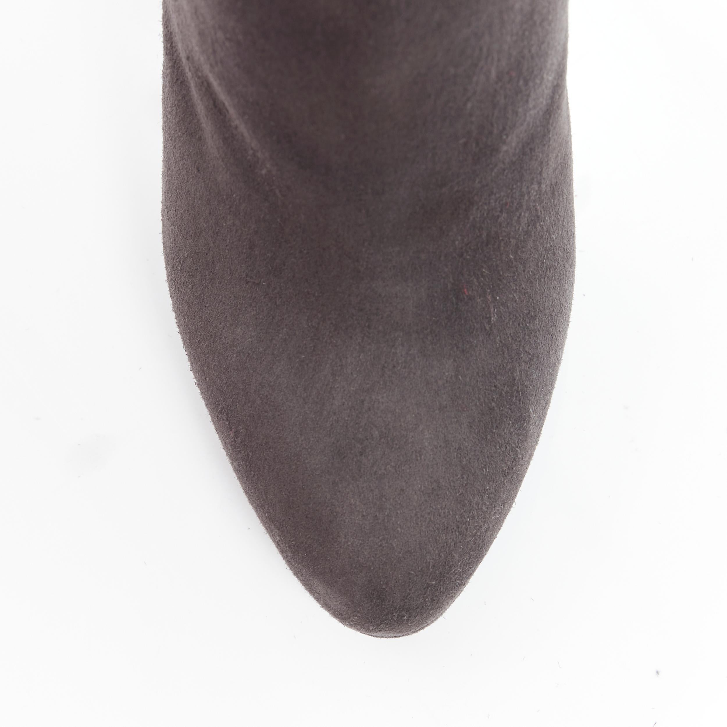 YVES SAINT LAURENT dark grey suede almond toe platform ankle bootie EU37.5 For Sale 4
