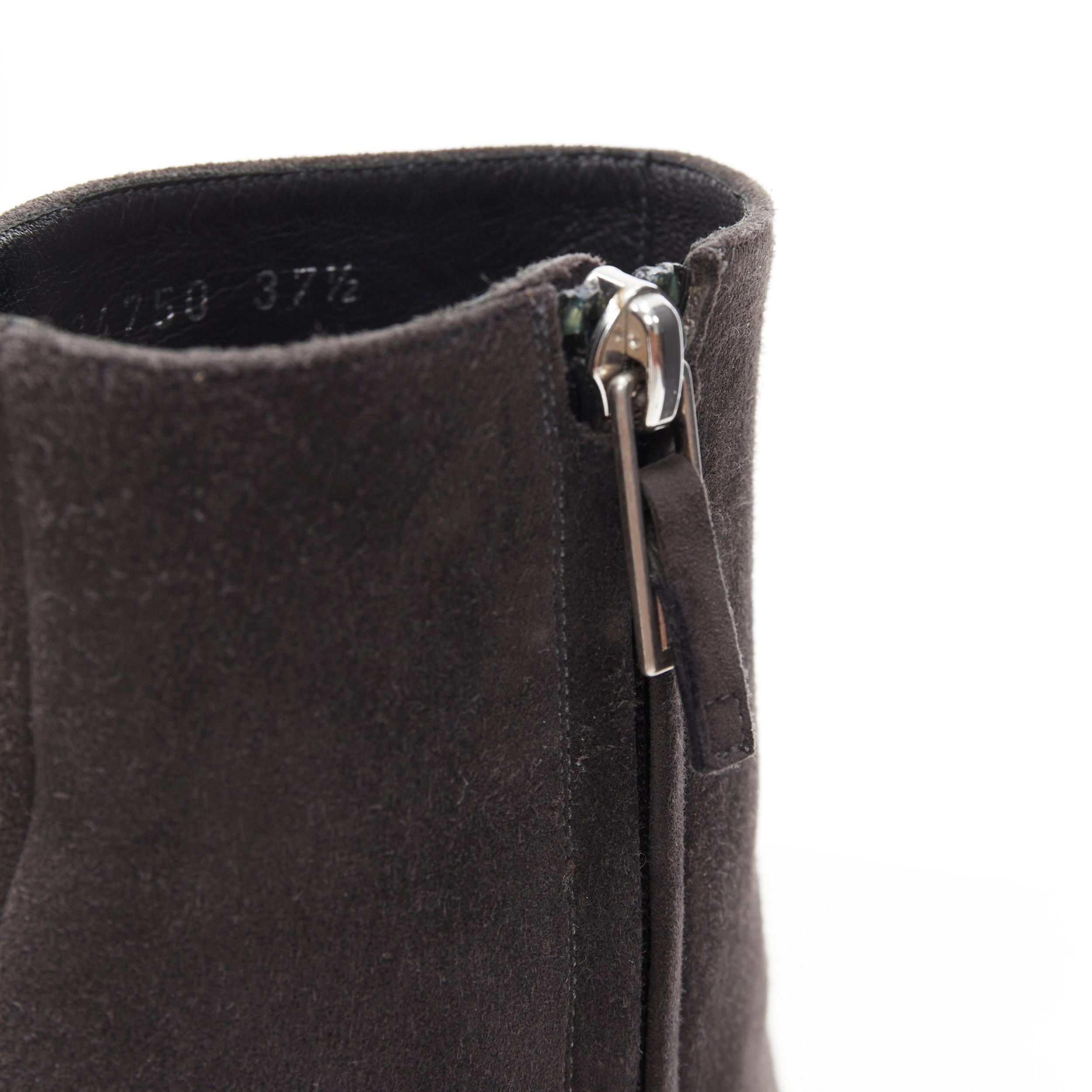 YVES SAINT LAURENT dark grey suede almond toe platform ankle bootie EU37.5 For Sale 5