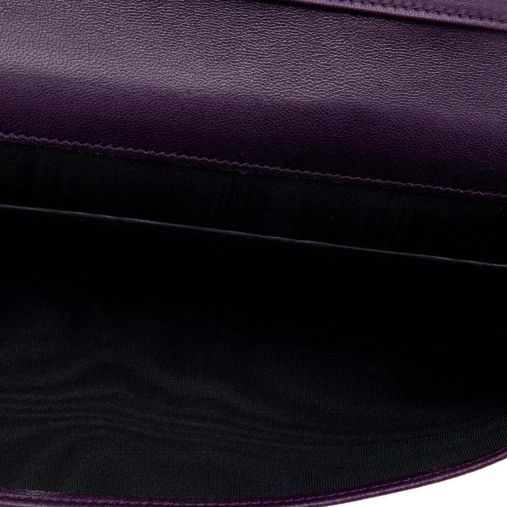 Black Yves Saint Laurent Dark Purple Patent Leather Long Wallet