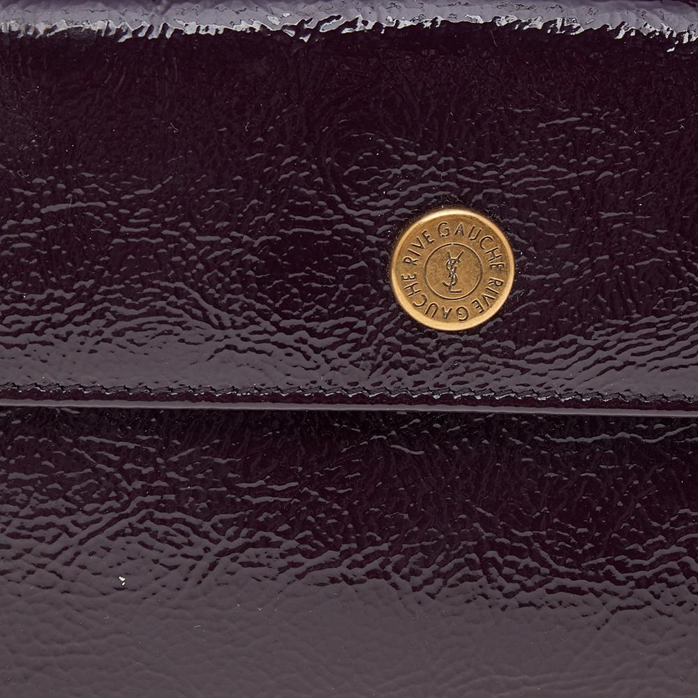 Yves Saint Laurent Dark Purple Patent Leather Long Wallet In Good Condition In Dubai, Al Qouz 2