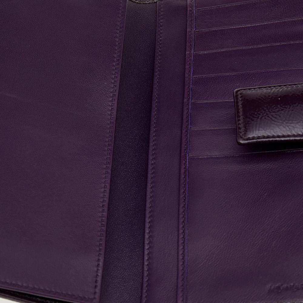 Yves Saint Laurent Dark Purple Patent Leather Long Wallet 1