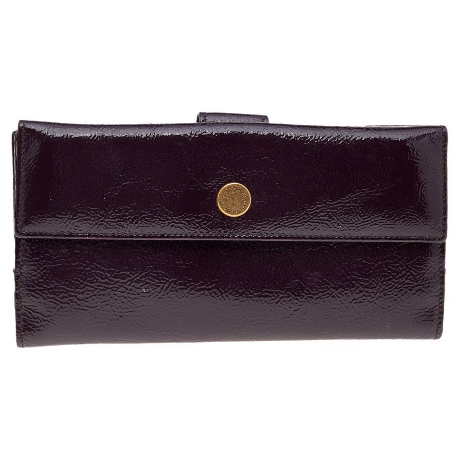 Yves Saint Laurent Dark Purple Patent Leather Long Wallet