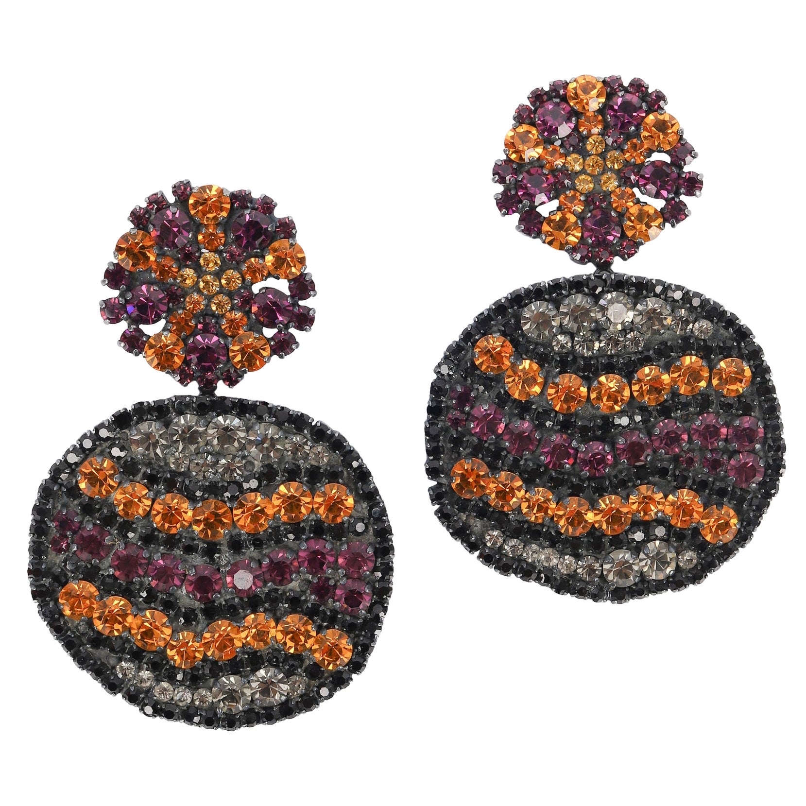 Yves Saint Laurent Dark-Silvery Metal Earrings For Sale