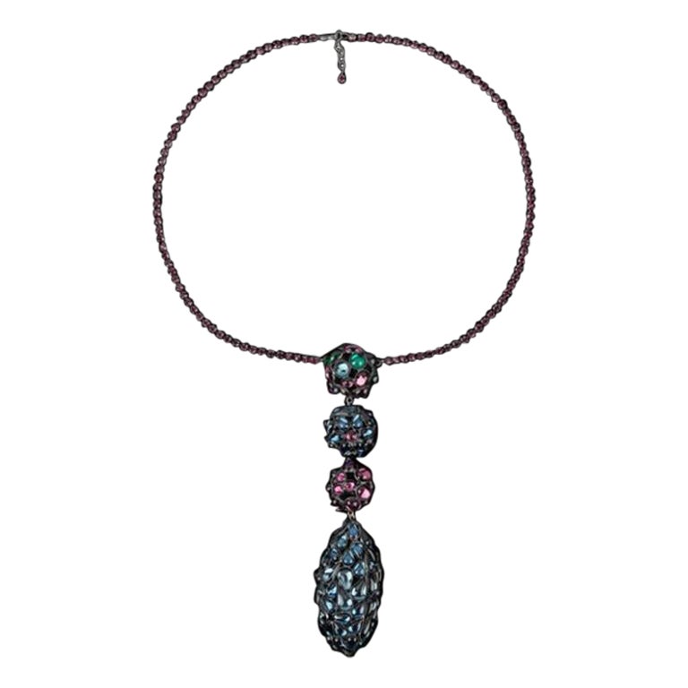 Yves Saint Laurent Dark-silvery Metal Necklace Haute Couture