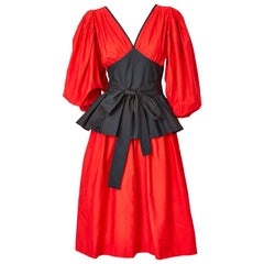 Yves Saint Laurent  Day Dress with Peplum C. 1970
s