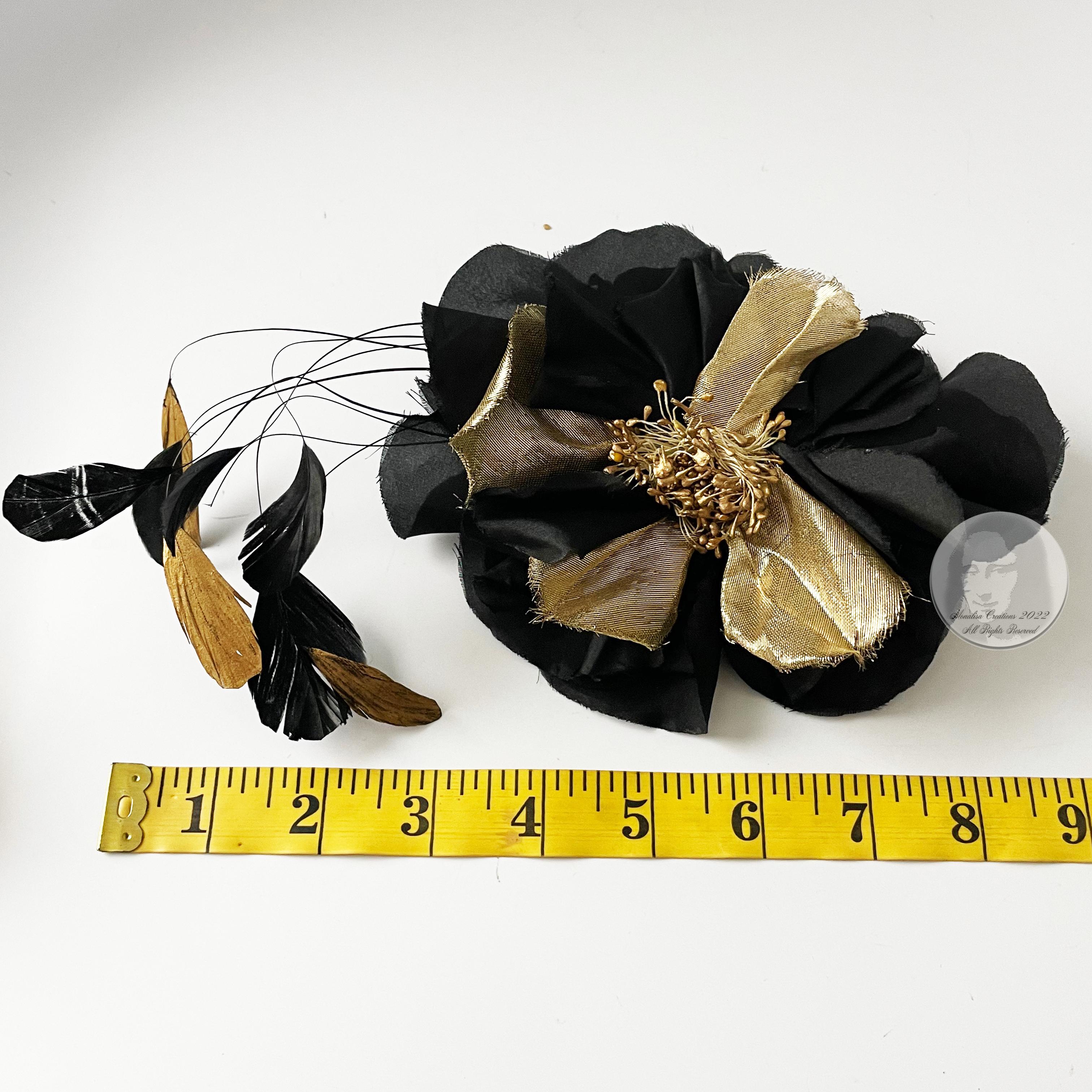 Yves Saint Laurent Decorative Head Piece Hair Comb Flower and Feathers Rare 70s For Sale 5