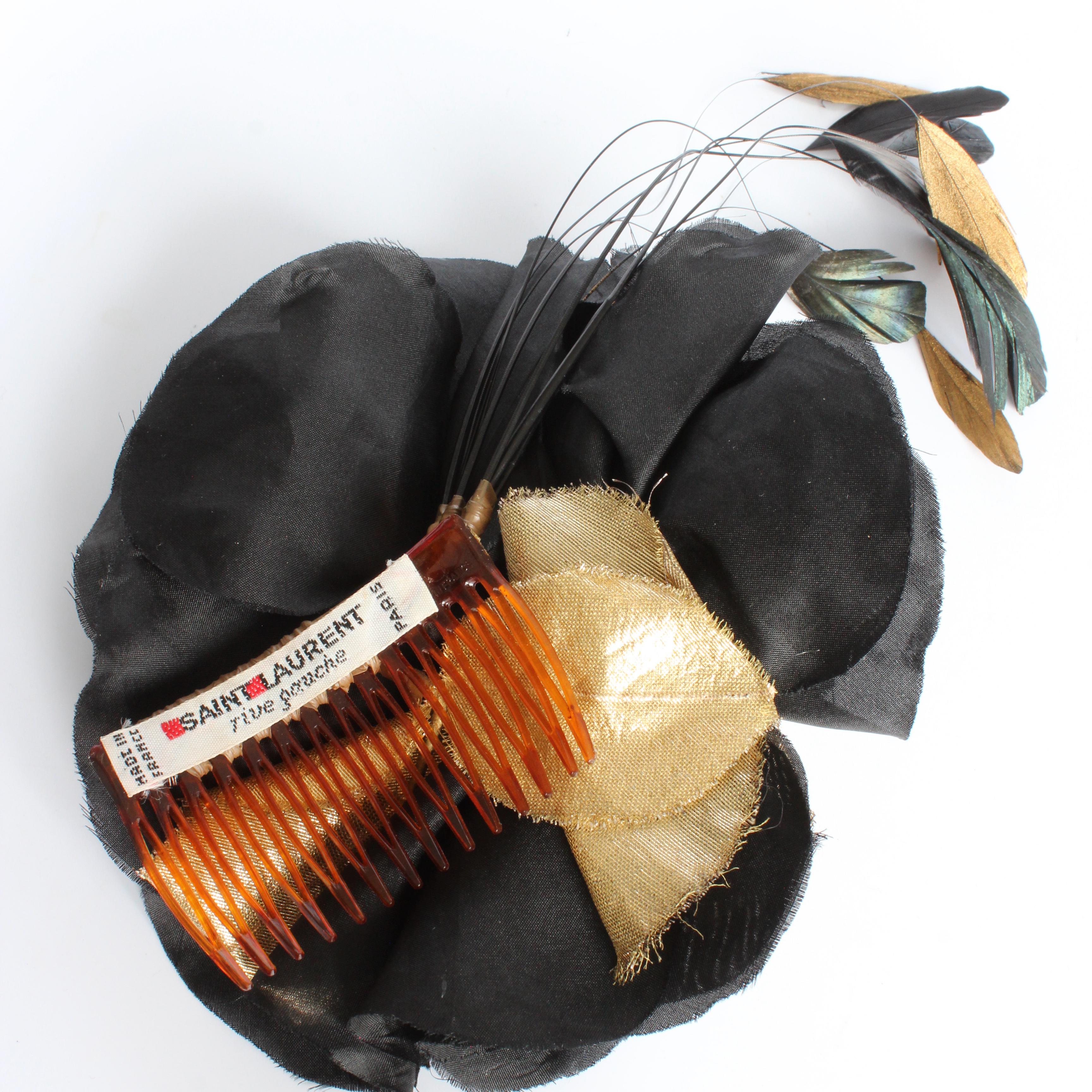 Yves Saint Laurent Pettine decorativo per capelli con fiori e piume Raro anni '70 in vendita 6