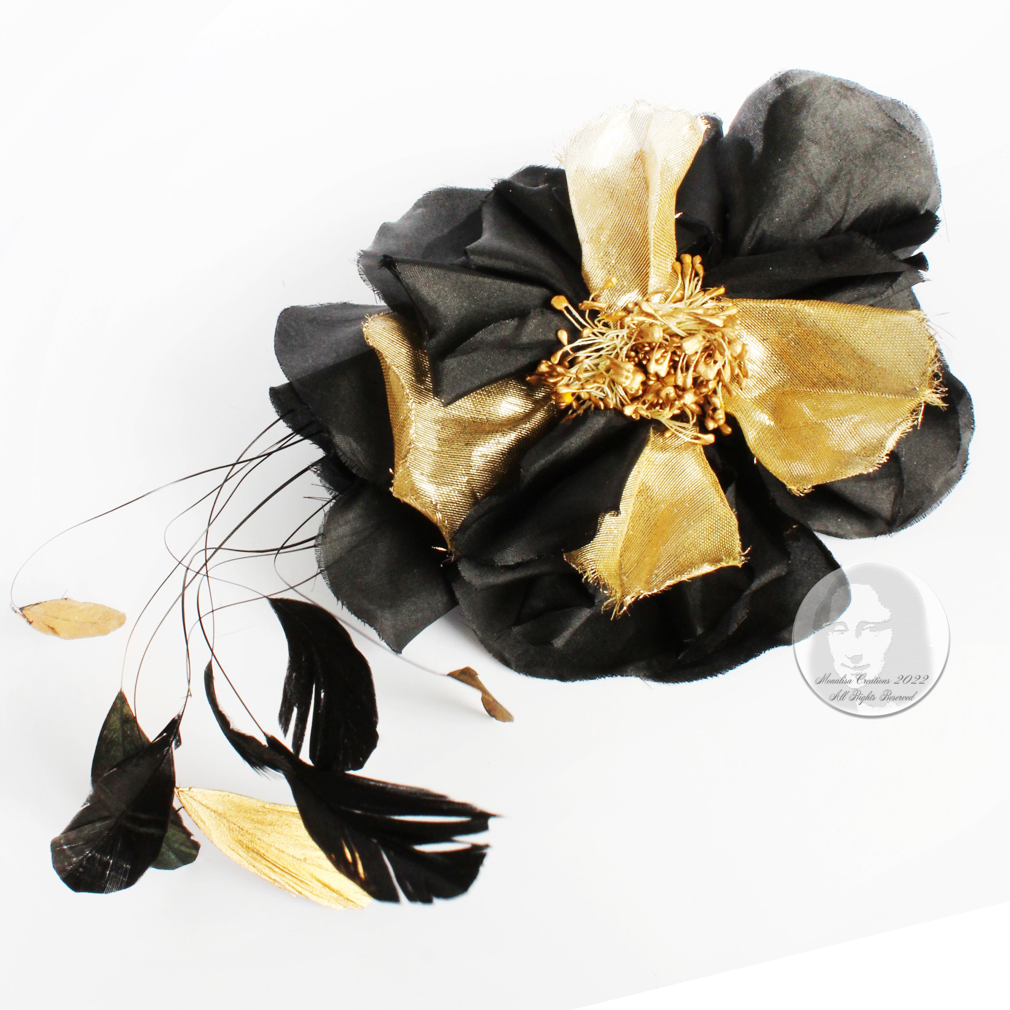 Yves Saint Laurent Decorative Head Piece Hair Comb Flower and Feathers Rare 70s In Good Condition For Sale In Port Saint Lucie, FL